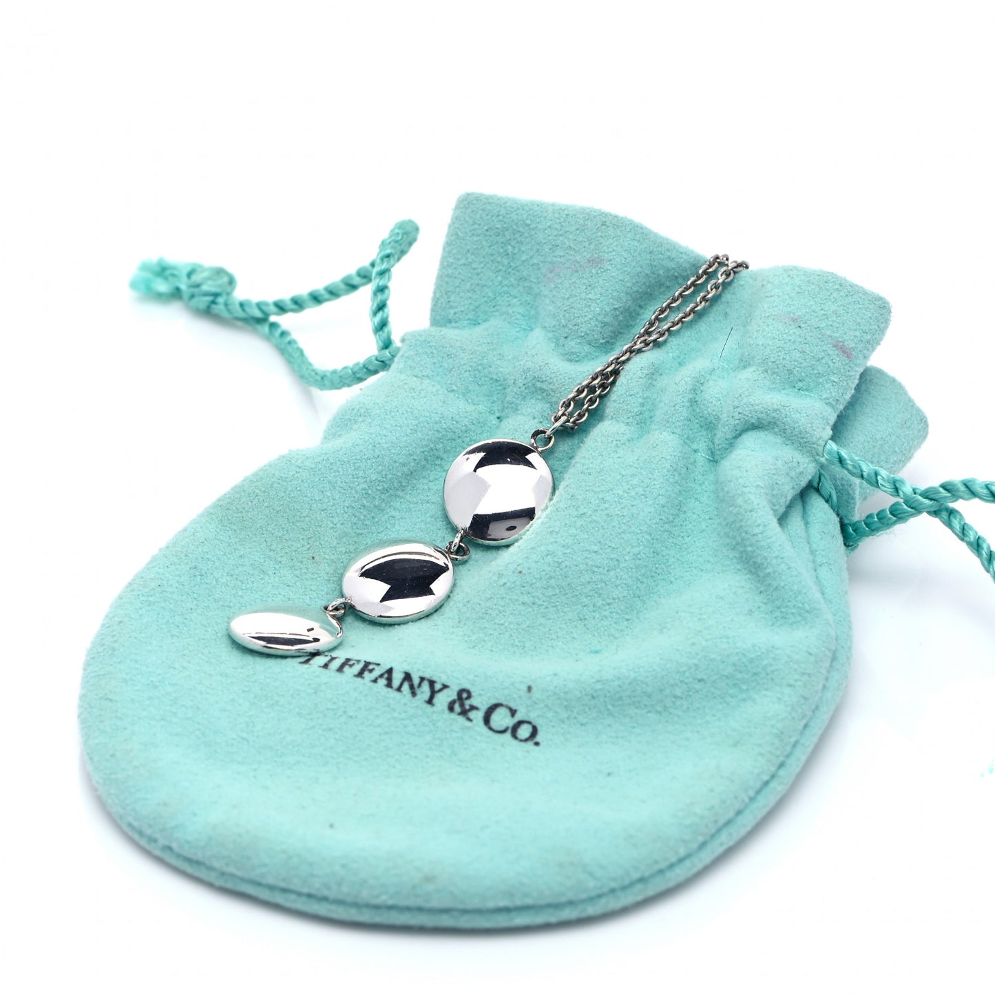 Sterling Silver Triple Disc Drop Pendant Necklace