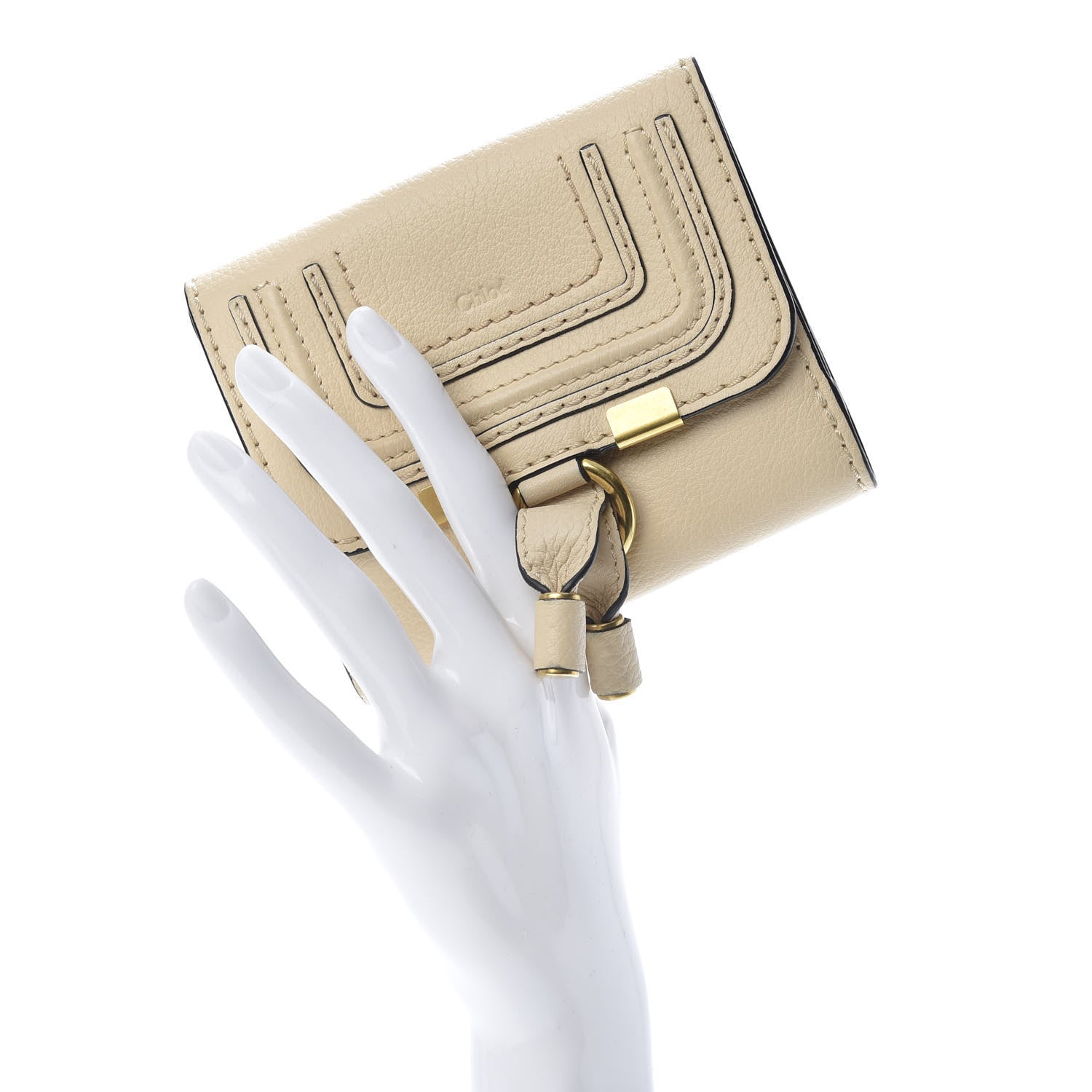 Chloe Grained Calfskin Marcie Square Wallet Blondie Beige 2 of 9