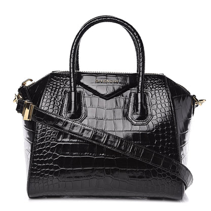 Givenchy Calfskin Crocodile Embossed Small Antigona Black 1 of 13
