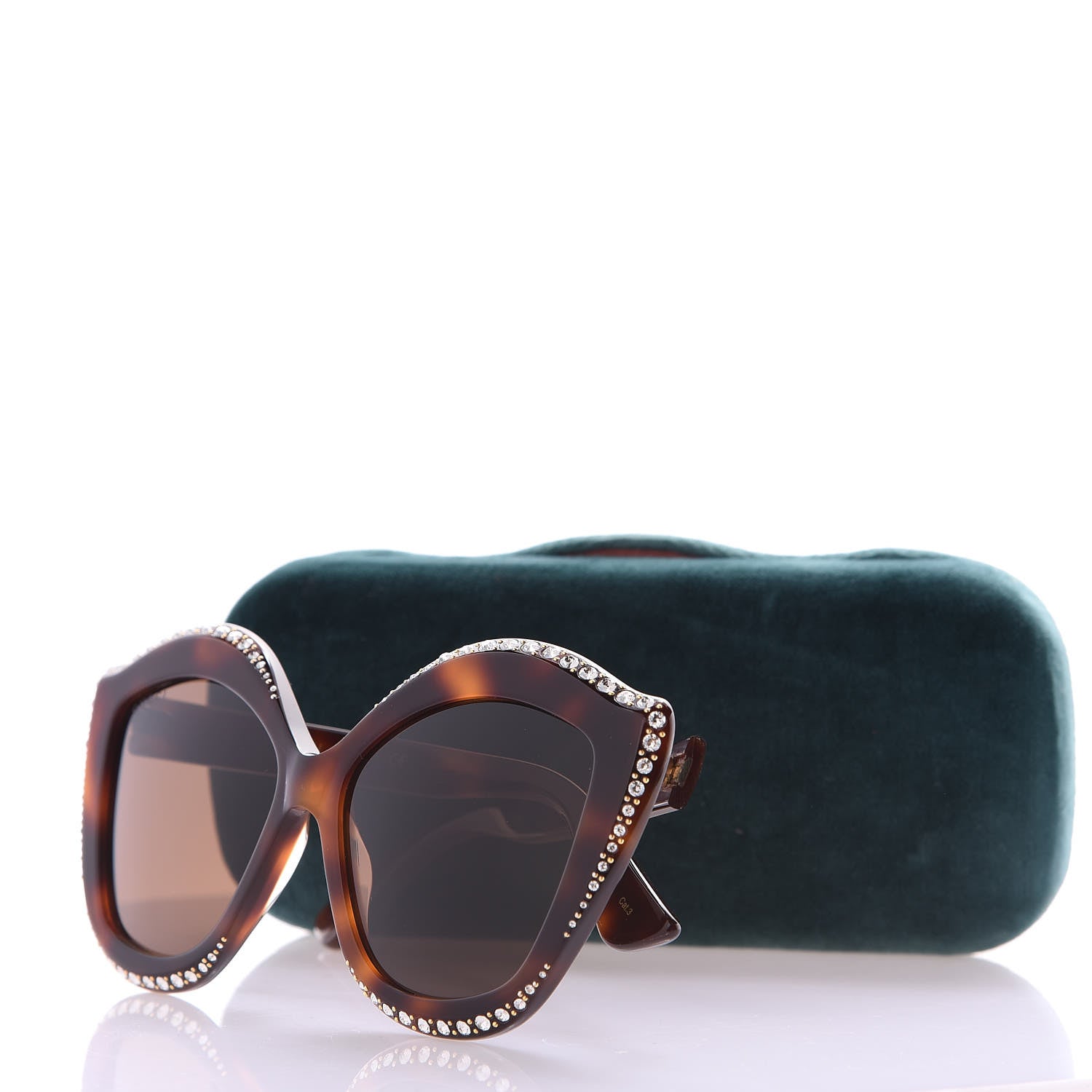 Gucci Crystal Cat Eye GG0118S Sunglasses Havana Brown 8 of 8