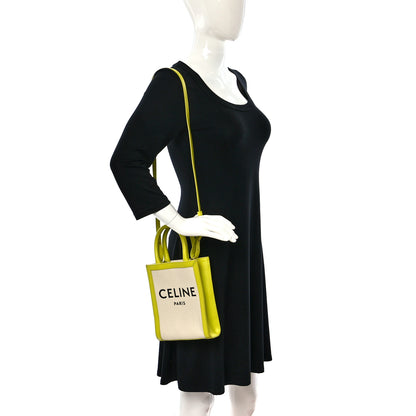 Celine Canvas Calfskin Mini Vertical Cabas Neon Yellow 2 of 9