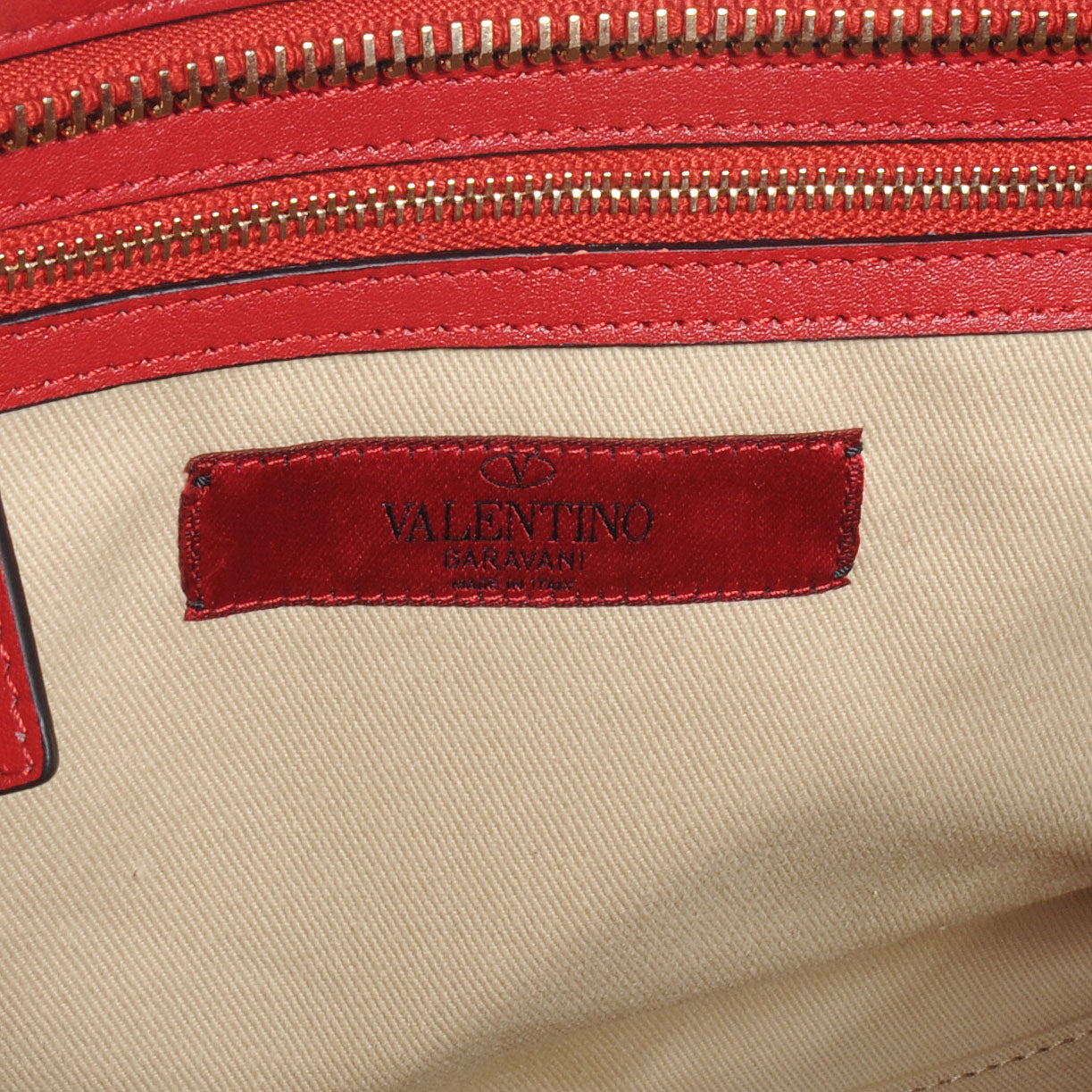 Vitello Rockstud Double Handle Tote Rosso Valentino