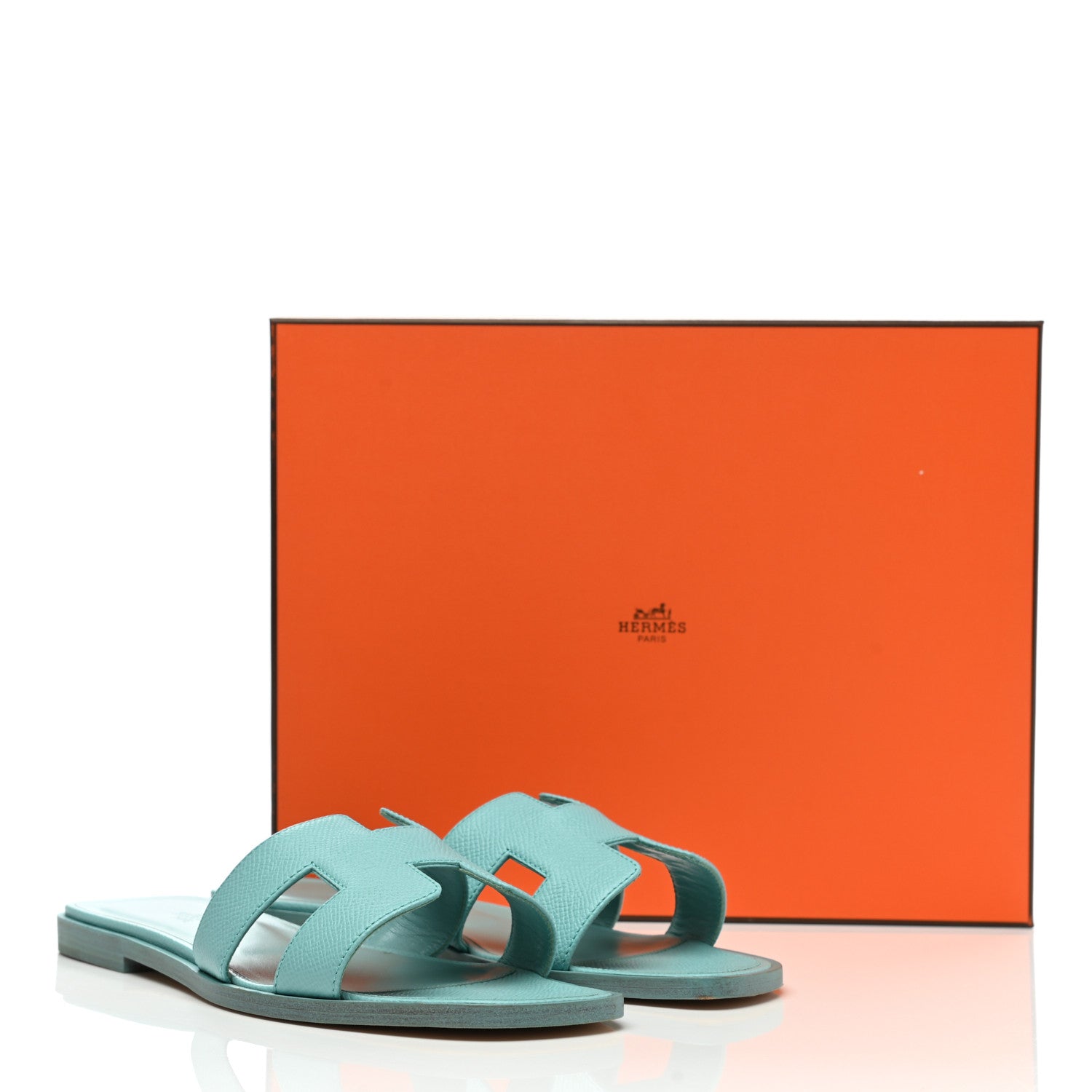 Hermes Epsom Oran Sandals 37 Bleu Littoral 12 of 12