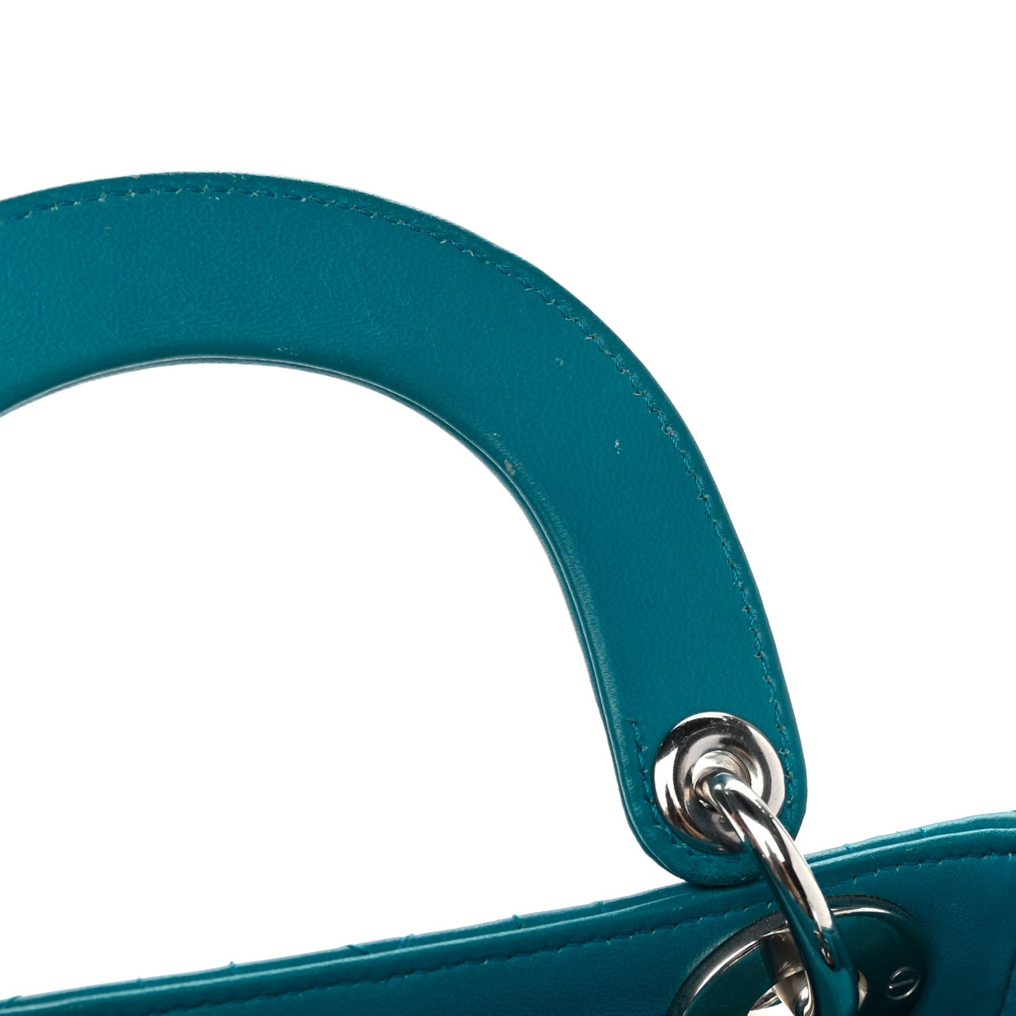 Lambskin Cannage Mini Lady Dior Turquoise