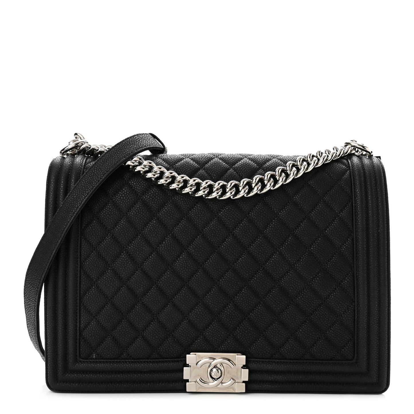 Caviar Quilted Large Boy Flap Black