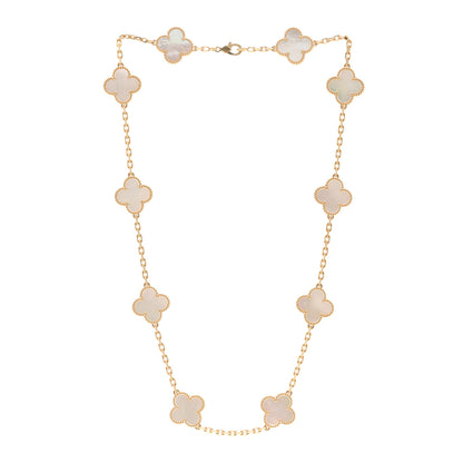 Van Cleef & Arpels 18K Yellow Gold Mother of Pearl 10 Motifs Vintage Alhambra Necklace 3 of 5