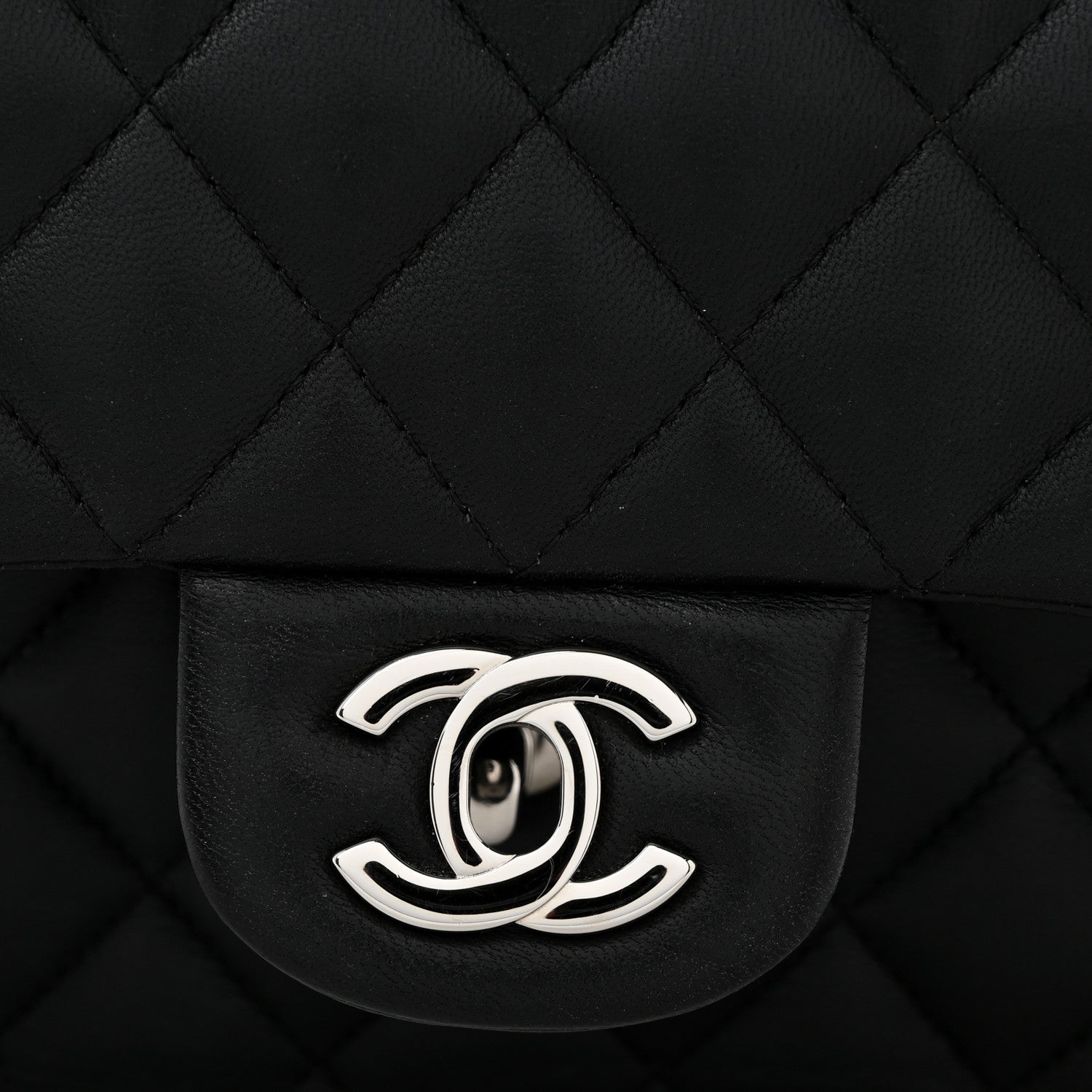 Chanel Lambskin Quilted Medium Double Flap Black 14 of 15