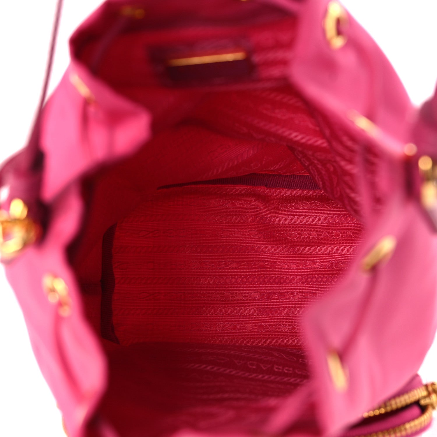 Prada Saffiano Tessuto Nylon Mini Bucket Crossbody Bag Pink 5 of 8