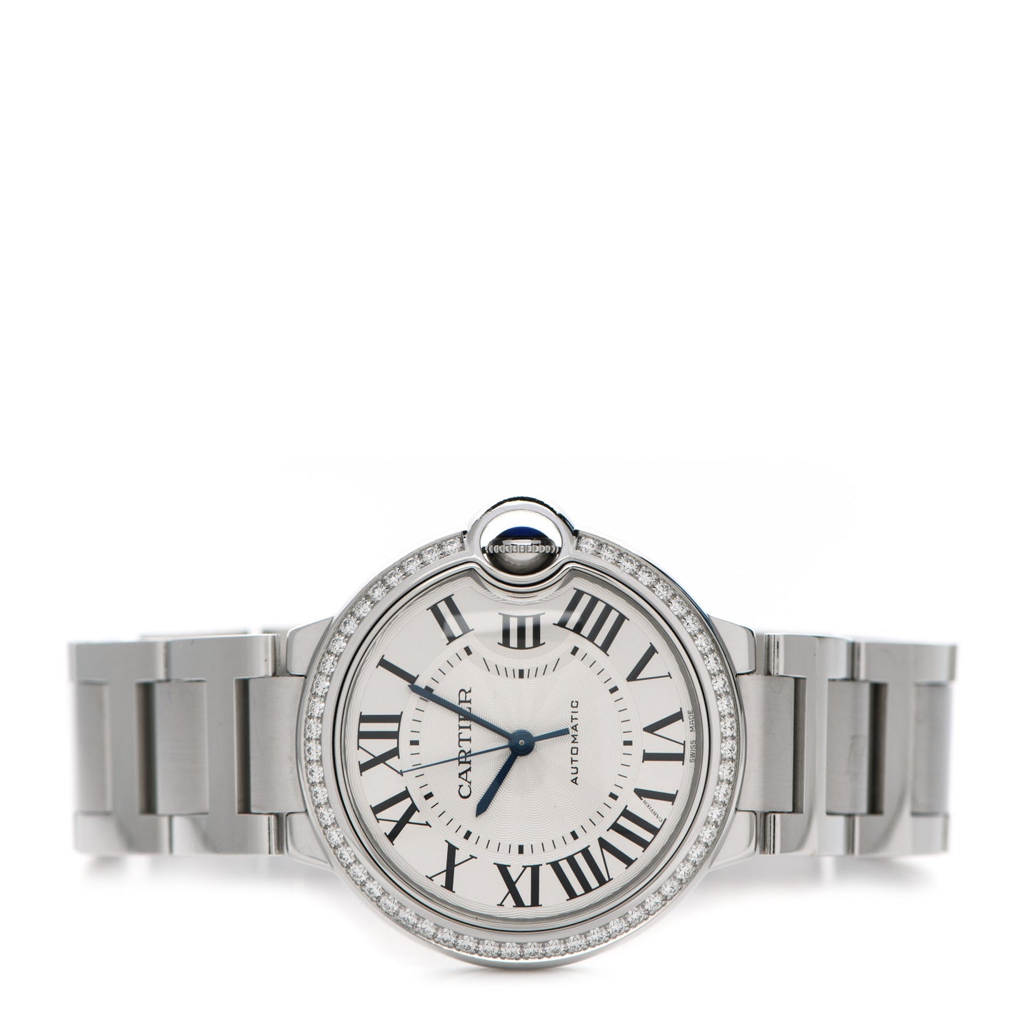 Stainless Steel Diamond Bezel 36mm Ballon Bleu De Cartier Automatic Watch
