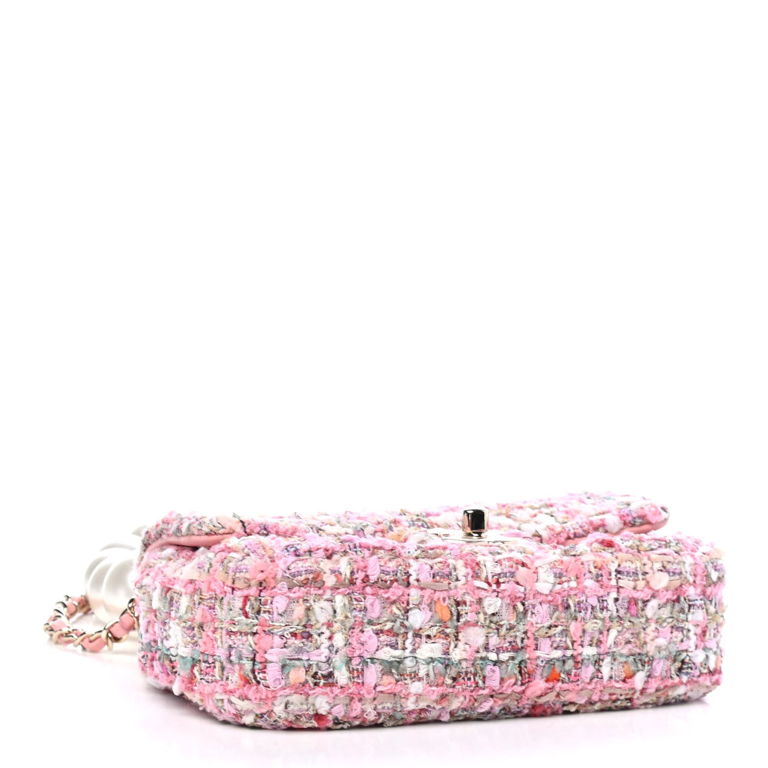 Chanel Tweed Mini Pearl Handle Flap Pink Beige Orange Ecru 3 of 4