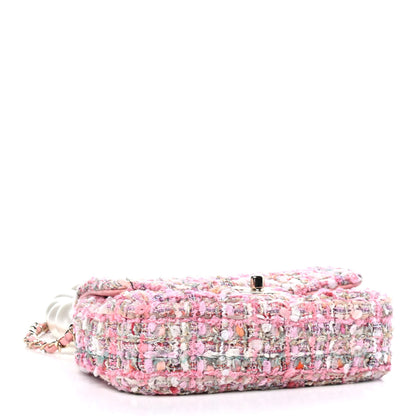 Chanel Tweed Mini Pearl Handle Flap Pink Beige Orange Ecru 3 of 4