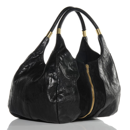 Jimmy Choo Liquid Patent Suede Mandah Tote Black 3 of 9