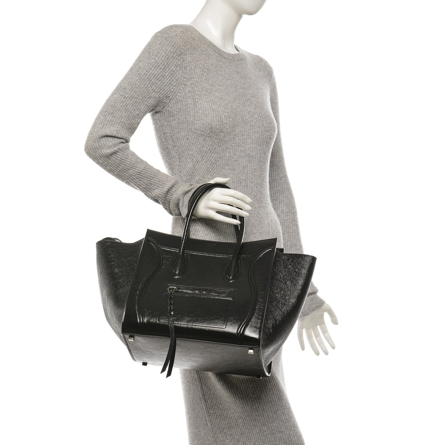 Shiny Goatskin Medium Phantom Luggage Black