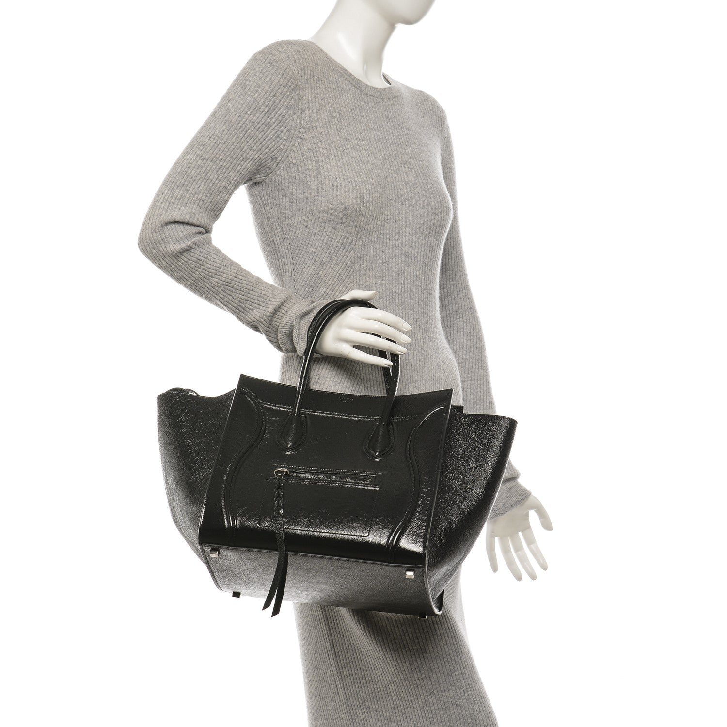 Celine Shiny Goatskin Medium Phantom Luggage Black 2 of 7