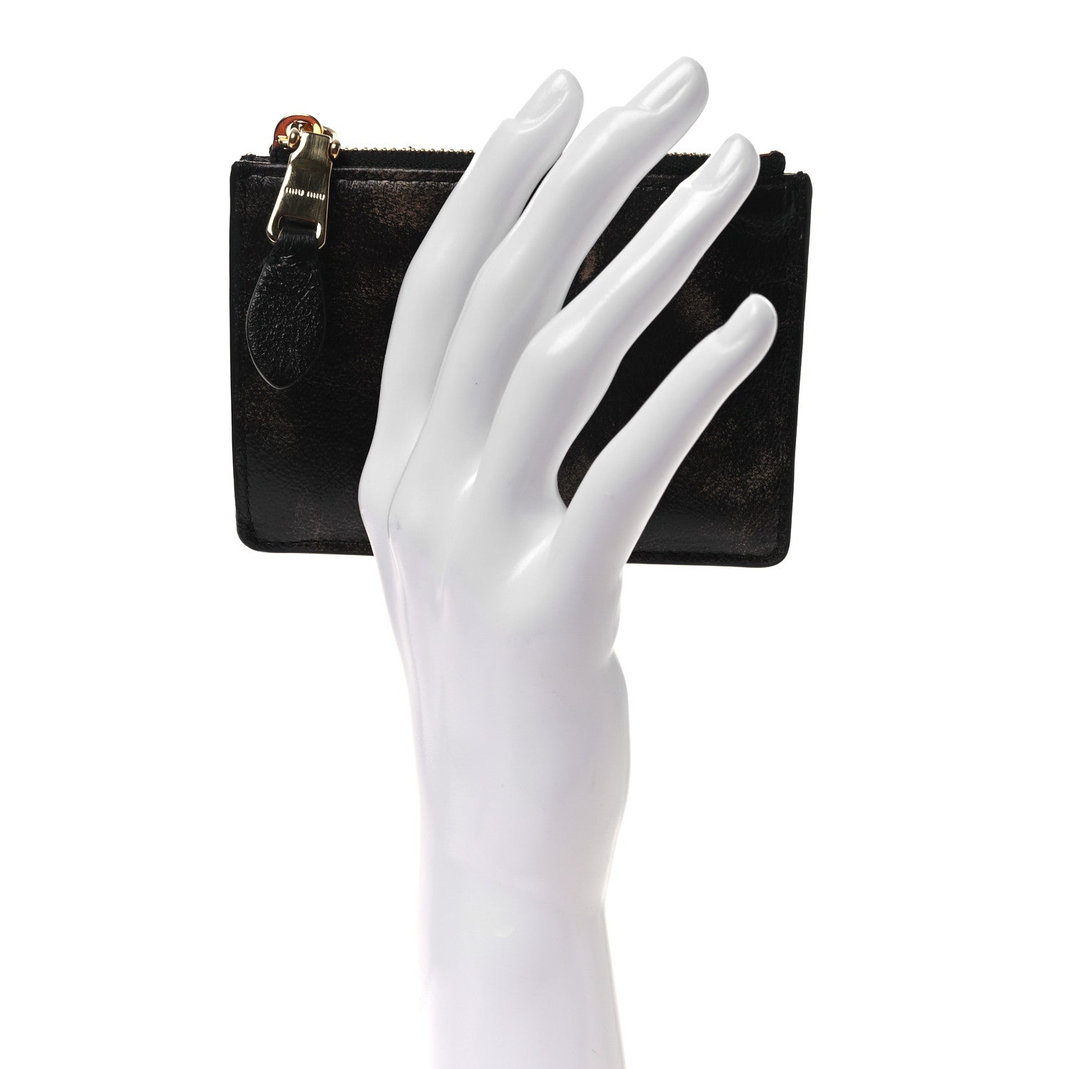 Miu Miu Nappa Old Zip Card Case Cafe 2 of 8