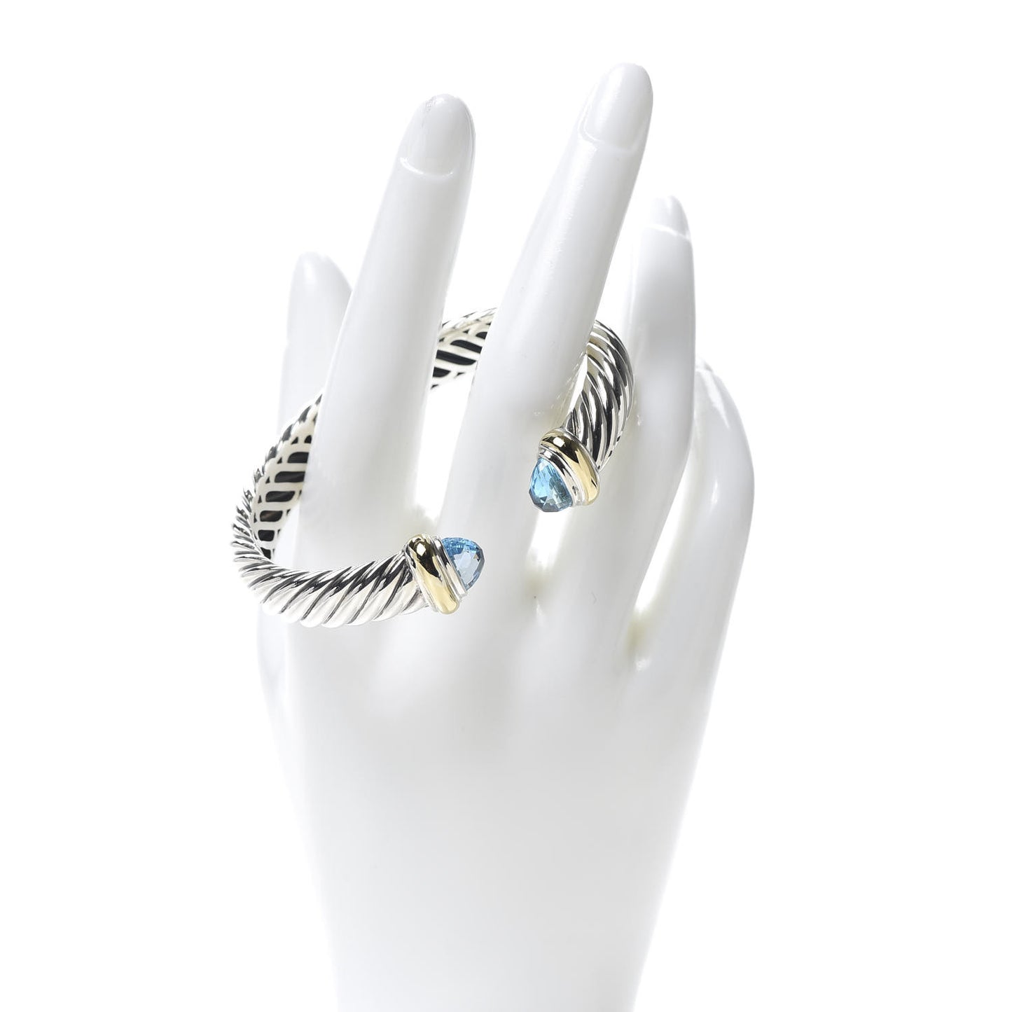 Sterling Silver 18K Yellow Gold Blue Topaz 10mm Waverly Bracelet