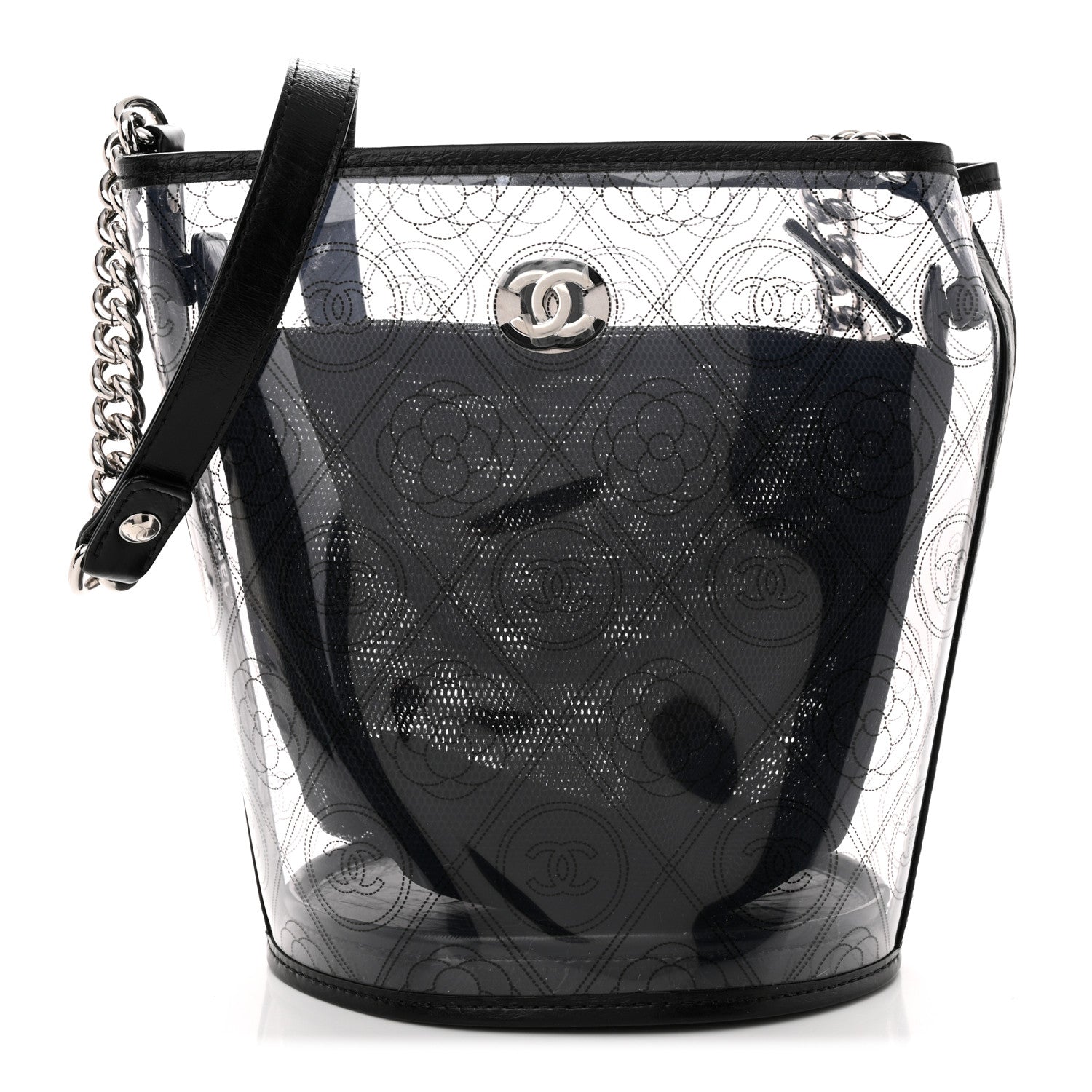 Chanel Crumpled Calfskin PVC Bucket Bag Black 1 of 11