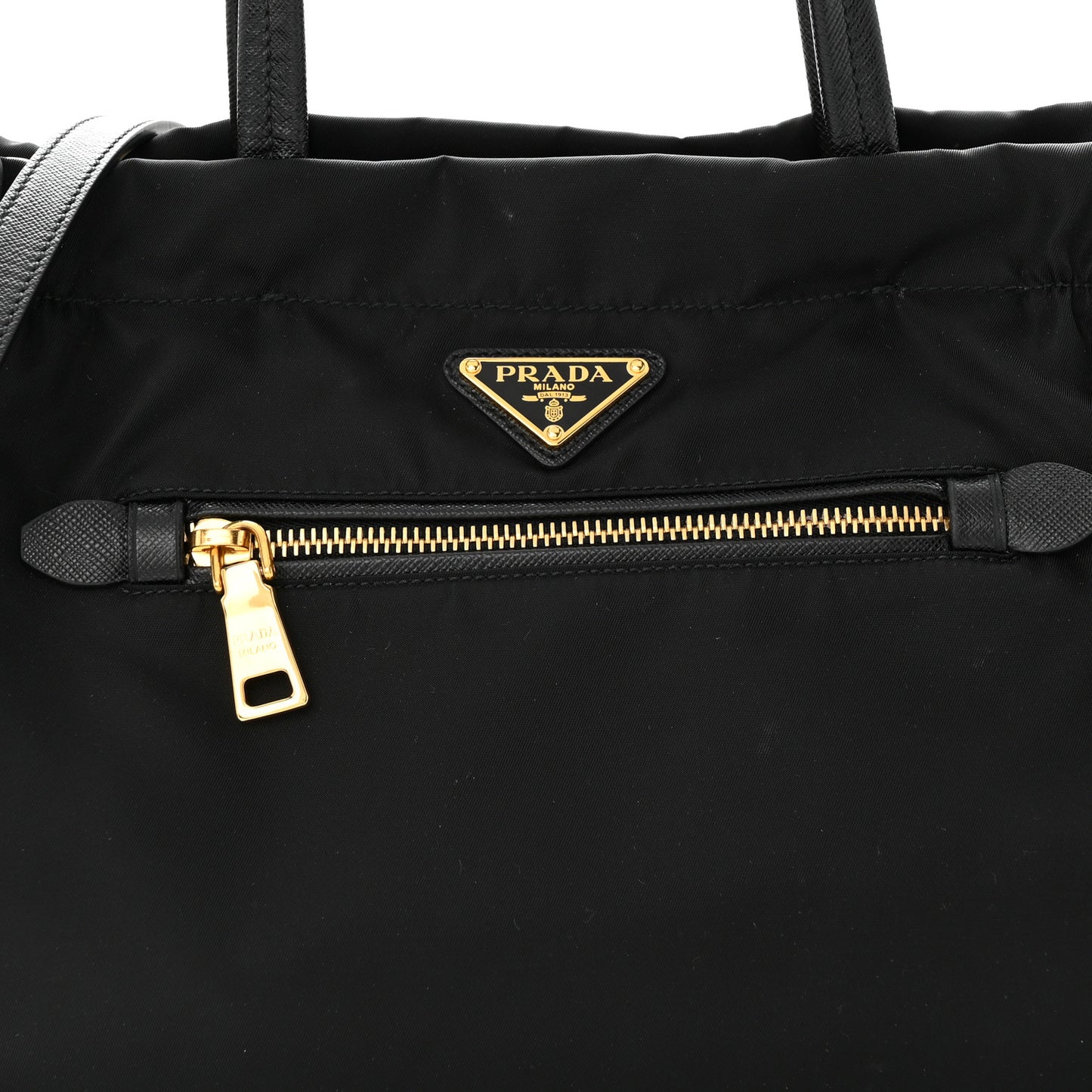 Tessuto Nylon Saffiano Shopping Tote Black