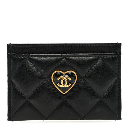 Chanel Lambskin Plexiglass Quilted Coco Love Card Holder Black 1 of 8