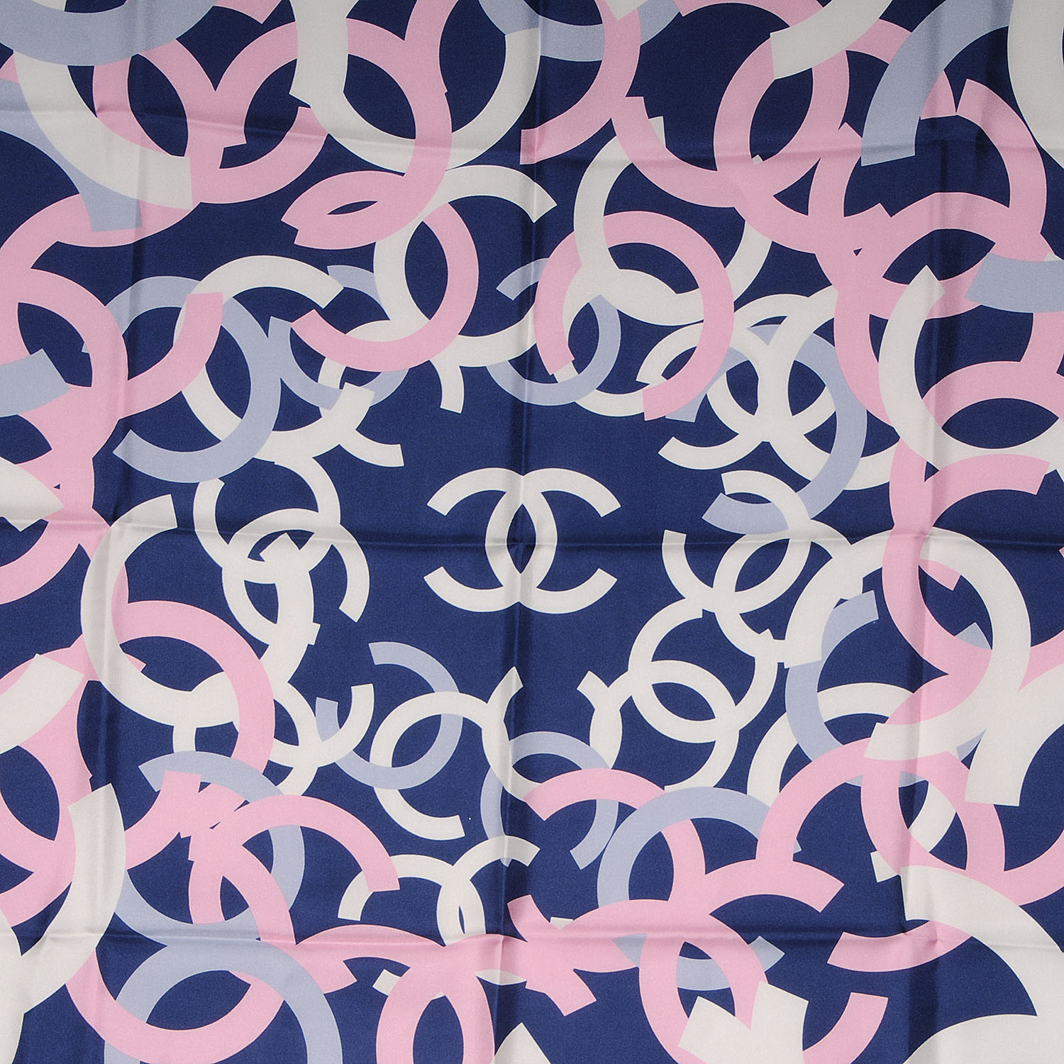 Chanel Silk CC Logo Scarf Blue Pink 1 of 5