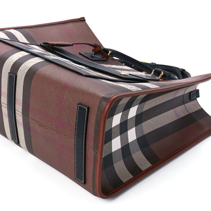 Burberry E-Canvas Check Calfskin Medium Freya Tote Dark Birch Brown 13 of 13