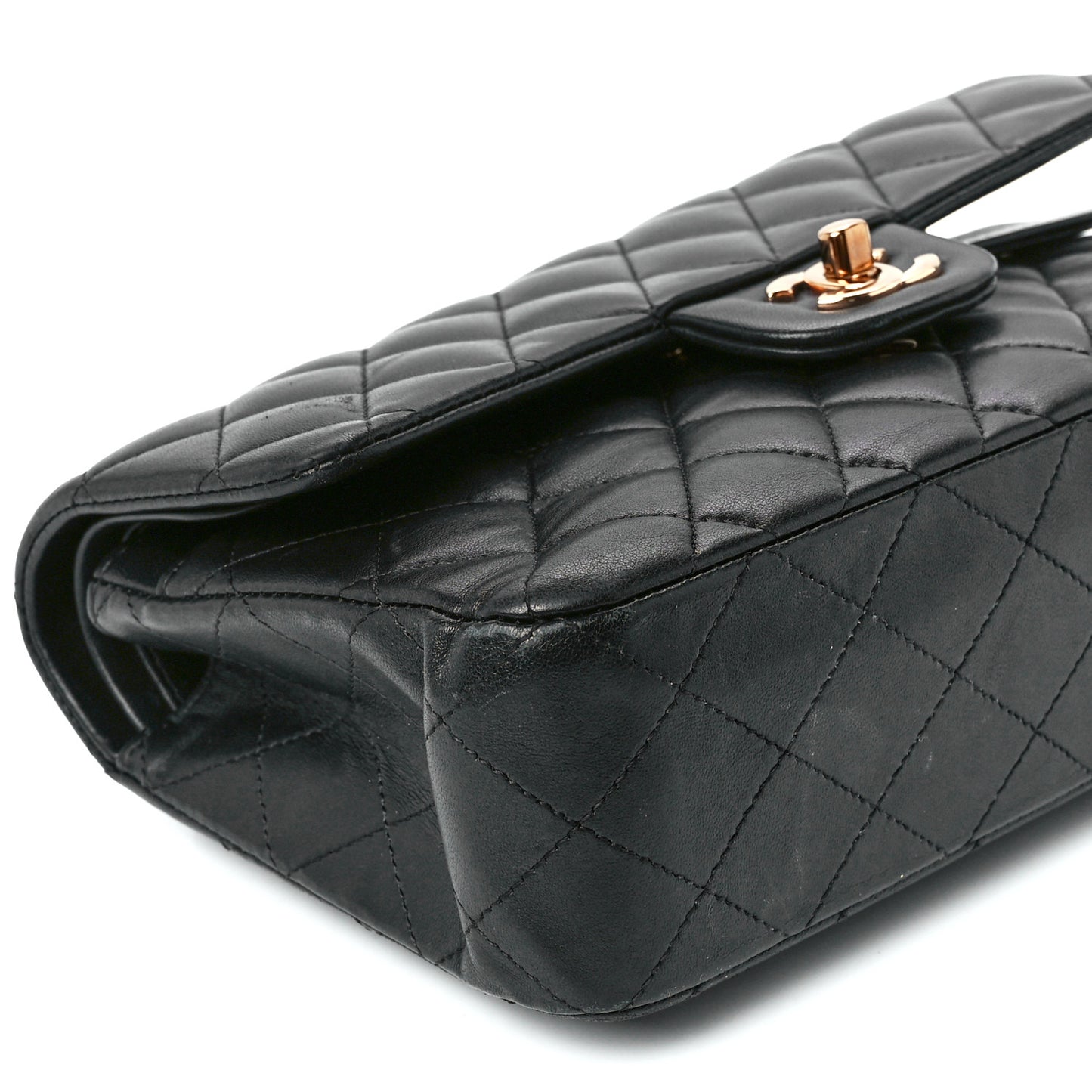 Lambskin Quilted Small Double Flap Black