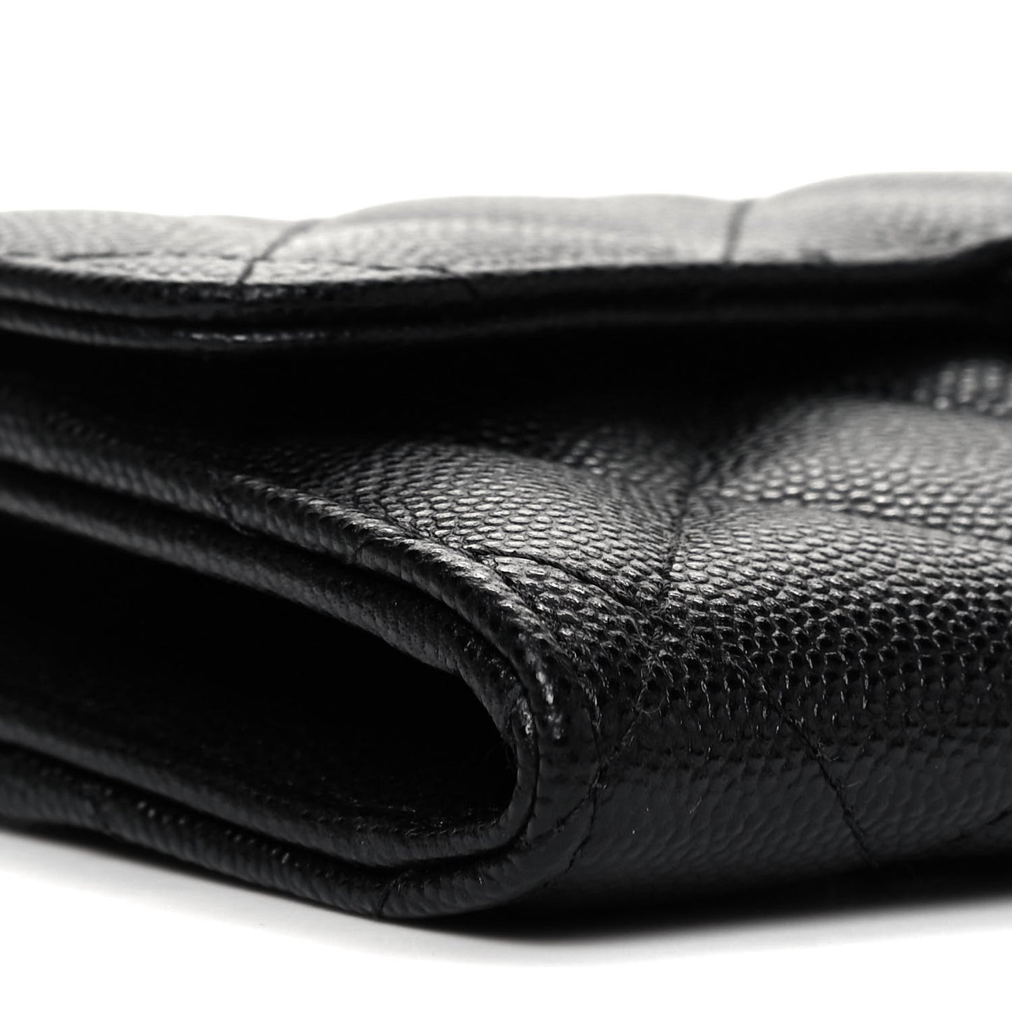 Caviar Quilted Medium Gusset Flap Wallet Black