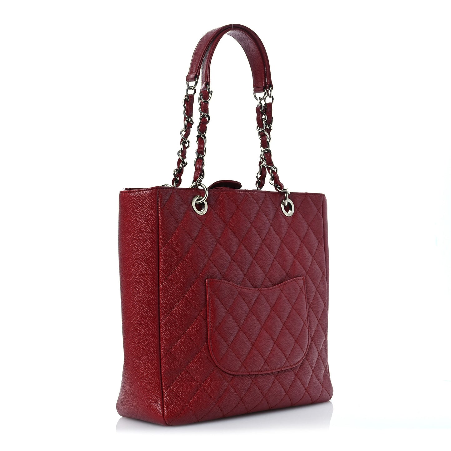 Caviar Quilted Vertical Grand Shopping Tote GST Red
