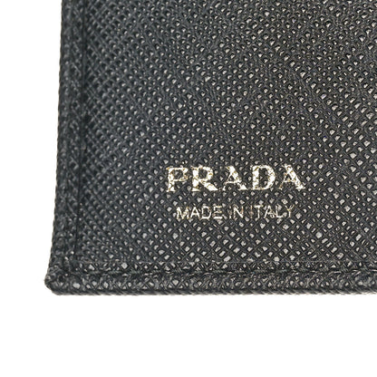 Prada Saffiano Triangle Bi-Fold Wallet Black 6 of 7
