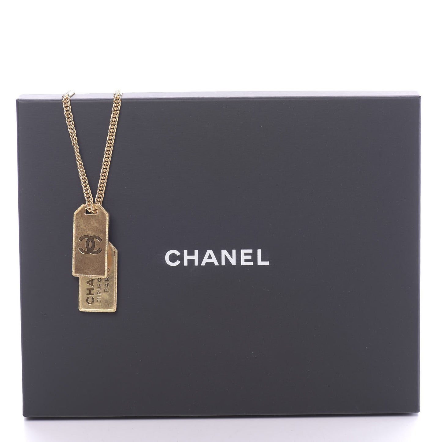 ID Dog Tag Charm Necklace Gold