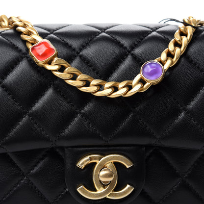 Chanel Lambskin Resin Quilted Mini Pearl Samba Square Flap Black 10 of 10