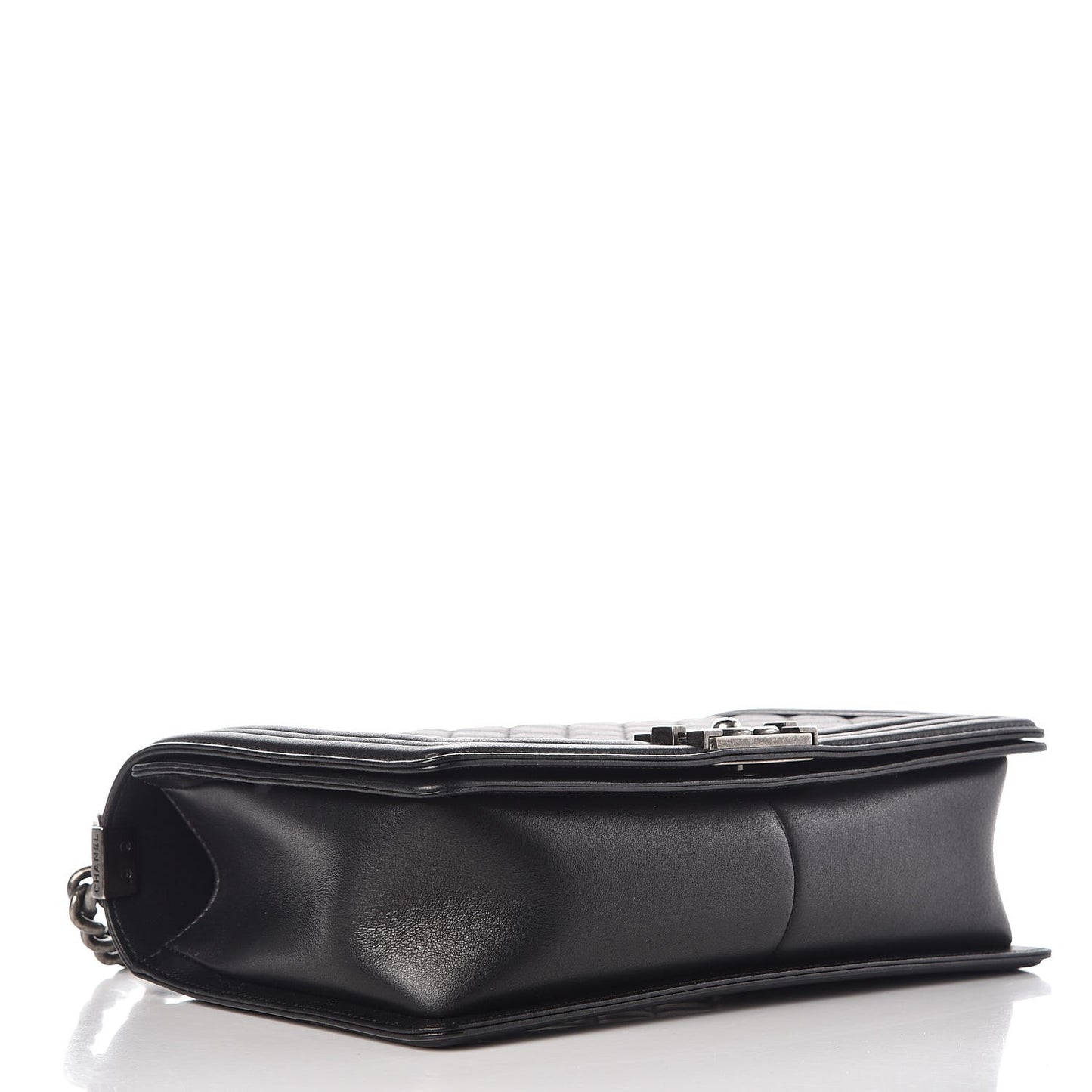 Metallic Calfskin Quilted New Medium Boy Flap Black