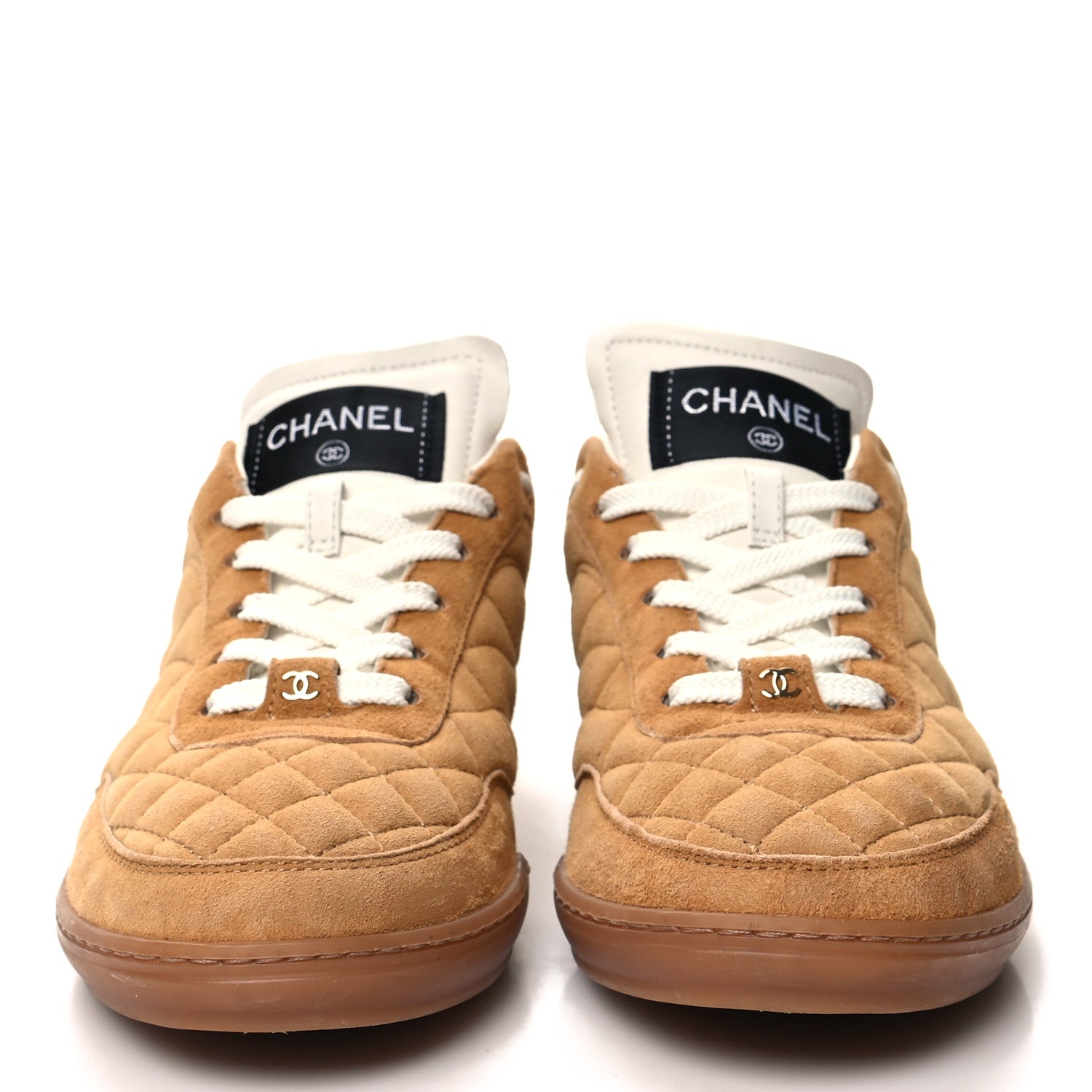 Chanel Suede Kidskin Quilted Sneakers 37 Dark Beige 2 of 10