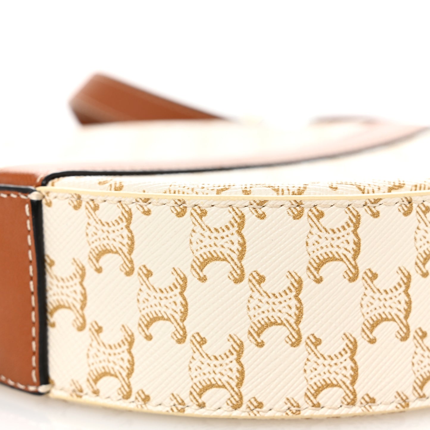 Lambskin Triomphe Canvas Round Purse On Strap White Tan