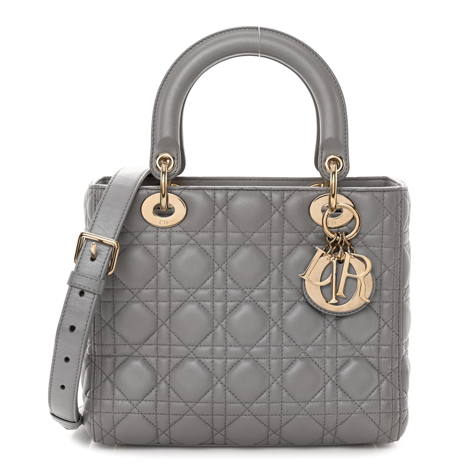Christian Dior Lambskin Cannage Medium Lady Dior Grey 1 of 12