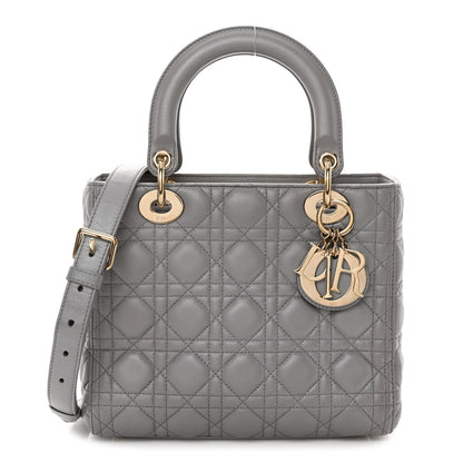 Christian Dior Lambskin Cannage Medium Lady Dior Grey 1 of 12