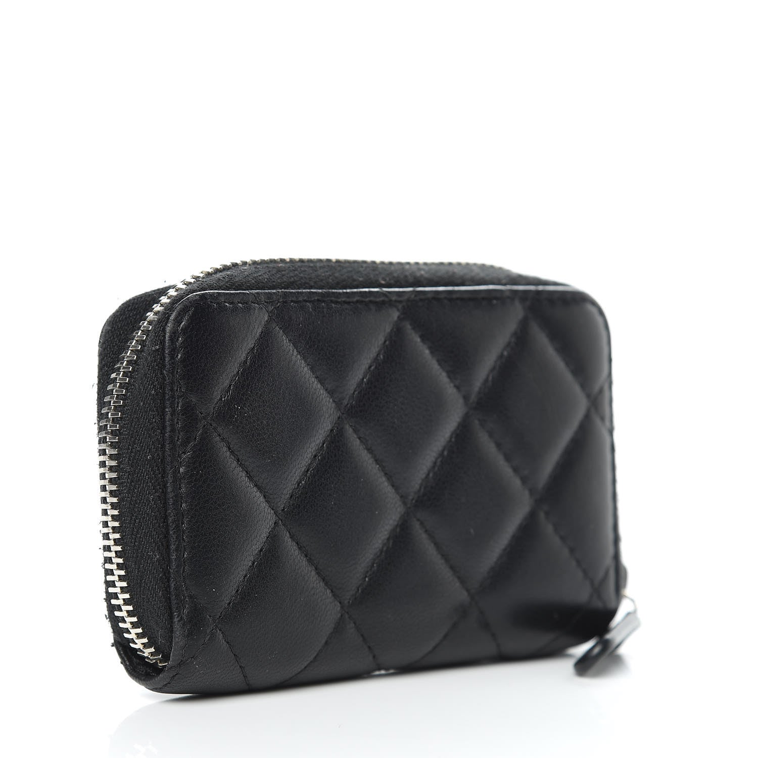 Chanel Lambskin Quilted Zip Coin Purse Black 3 of 10