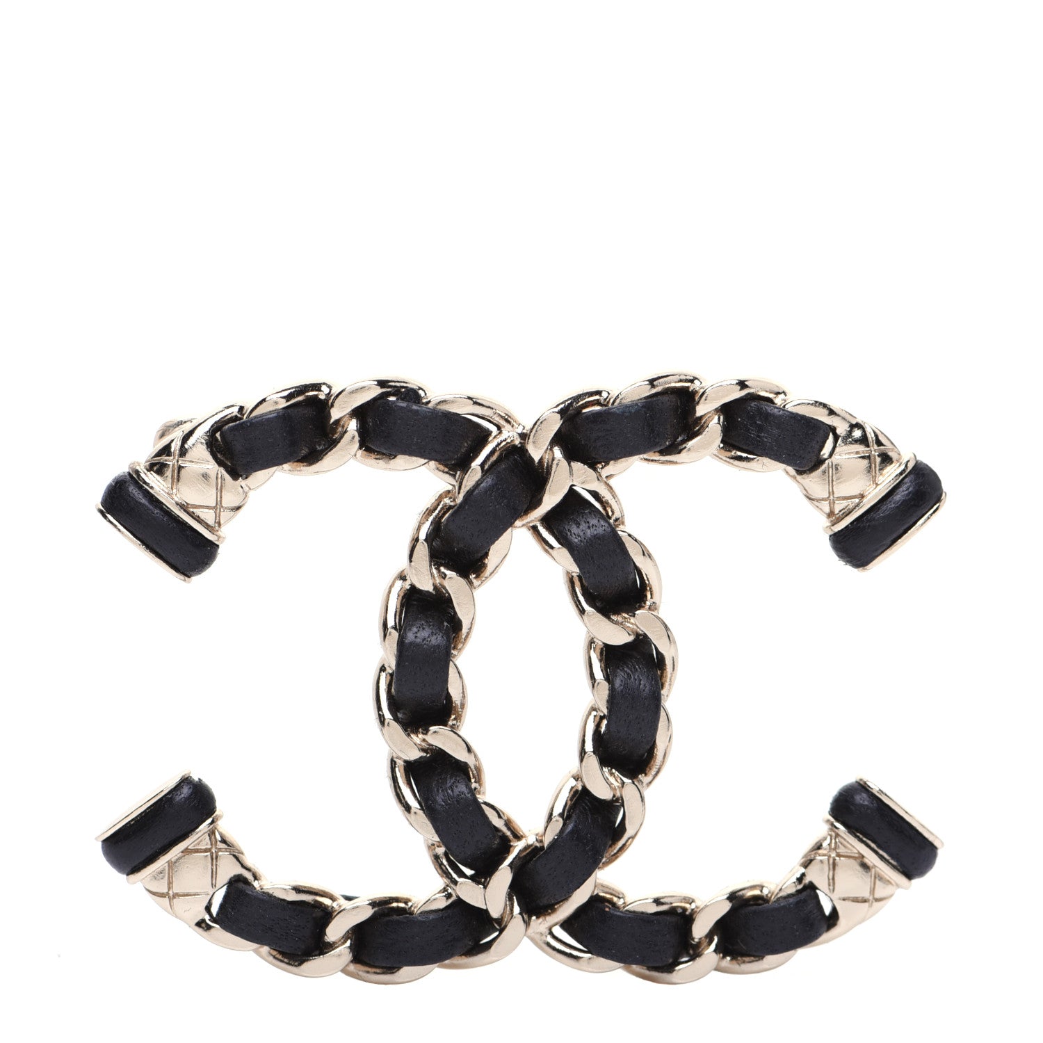 Chanel Lambskin Chain CC Brooch Black Gold 1 of 7