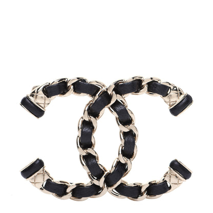 Chanel Lambskin Chain CC Brooch Black Gold 1 of 7