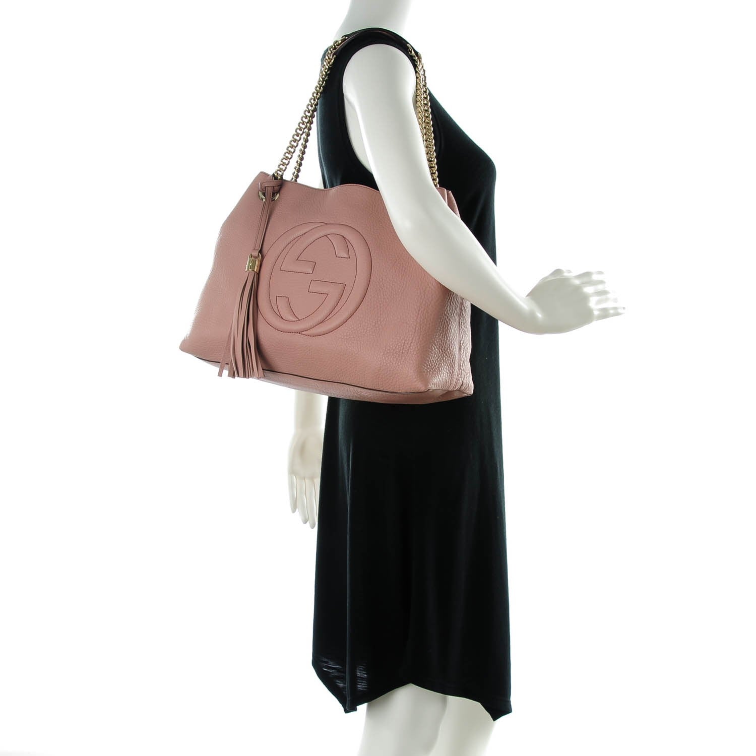 Gucci Pebbled Calfskin Medium Soho Chain Shoulder Bag Pale Pink 2 of 7