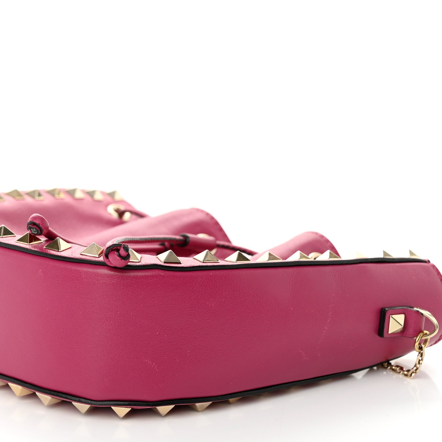 Vitello Mini Rockstud Chain Strap Bucket Bag Deep Cyclamin