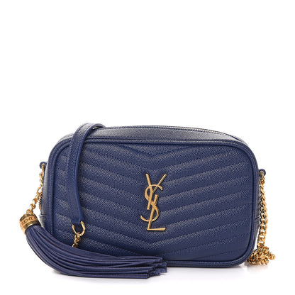 Saint Laurent Grain De Poudre Matelasse Monogram Mini Lou Camera Bag Denim 1 of 7