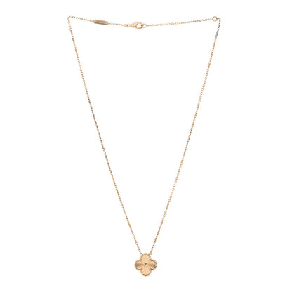 Van Cleef & Arpels 18K Yellow Gold Guilloche Vintage Alhambra Pendant Necklace 3 of 6