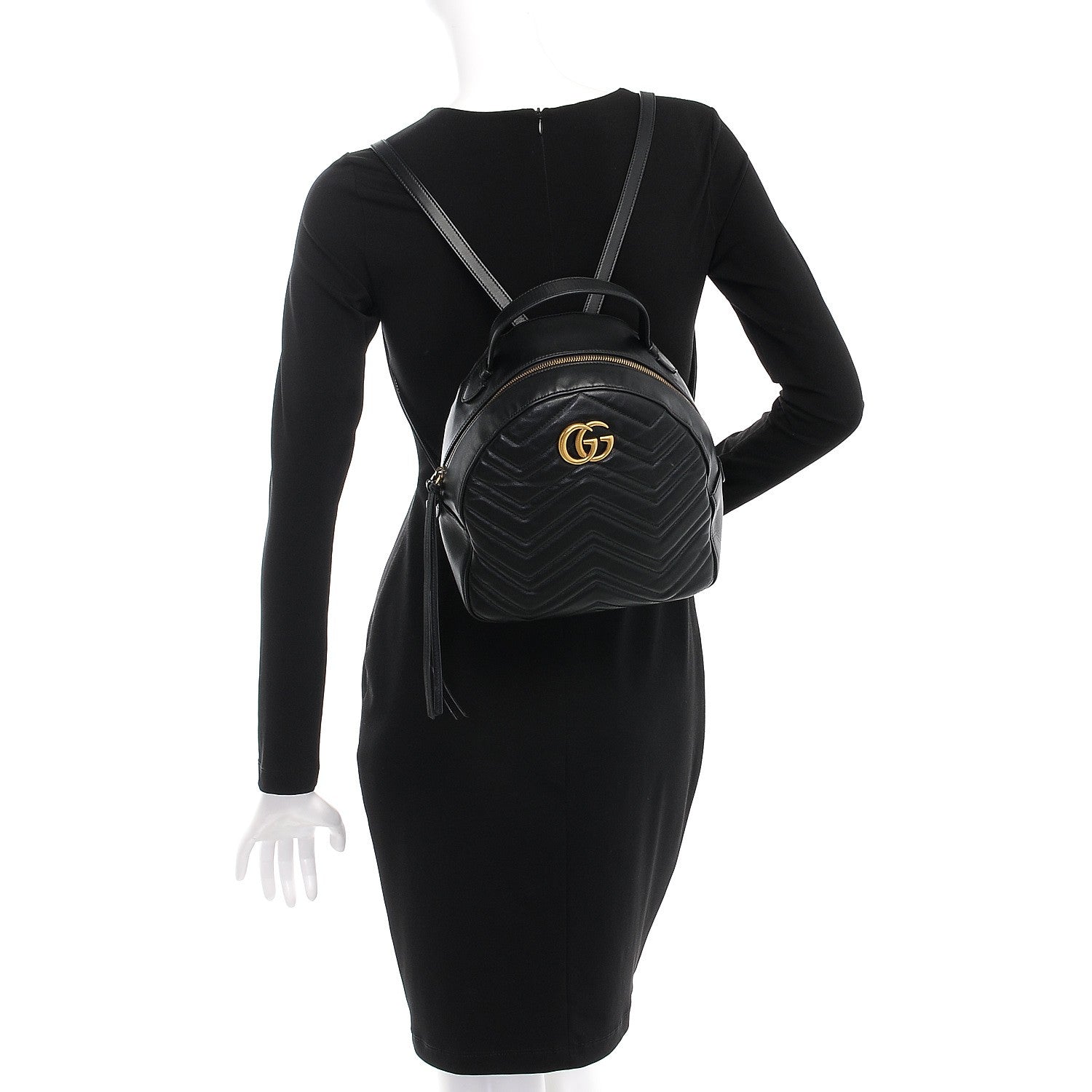 Gucci Calfskin Matelasse GG Marmont Backpack Black 2 of 10