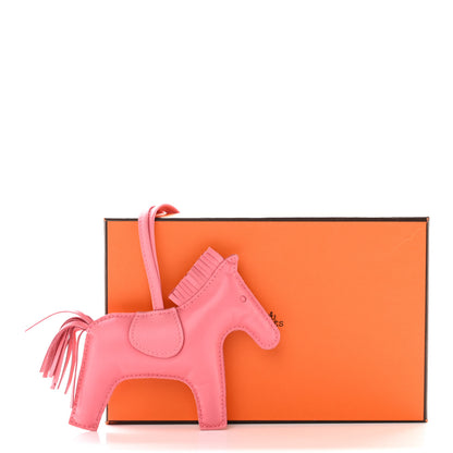 Hermes Milo Lambskin Grigri Rodeo Horse Bag Charm GM Rose Azalee 6 of 6