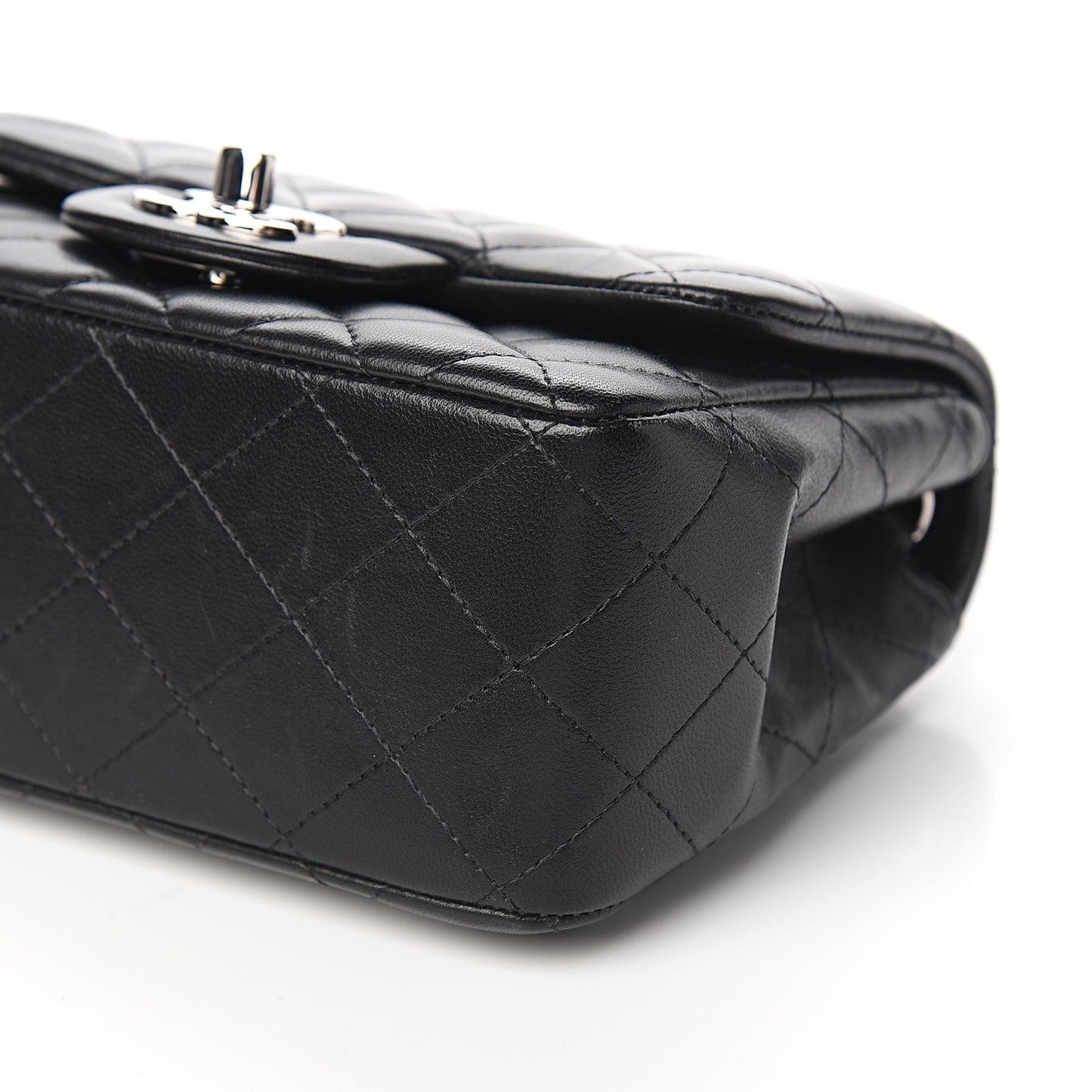 Lambskin Quilted Mini Square Flap Black
