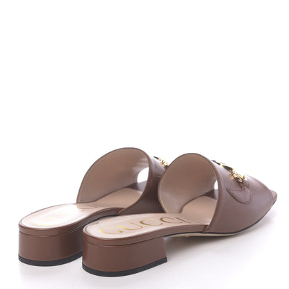 Gucci Malaga Kid Zumi Mid Heel Slide Sandals 38.5 Brown Papaya 4 of 10