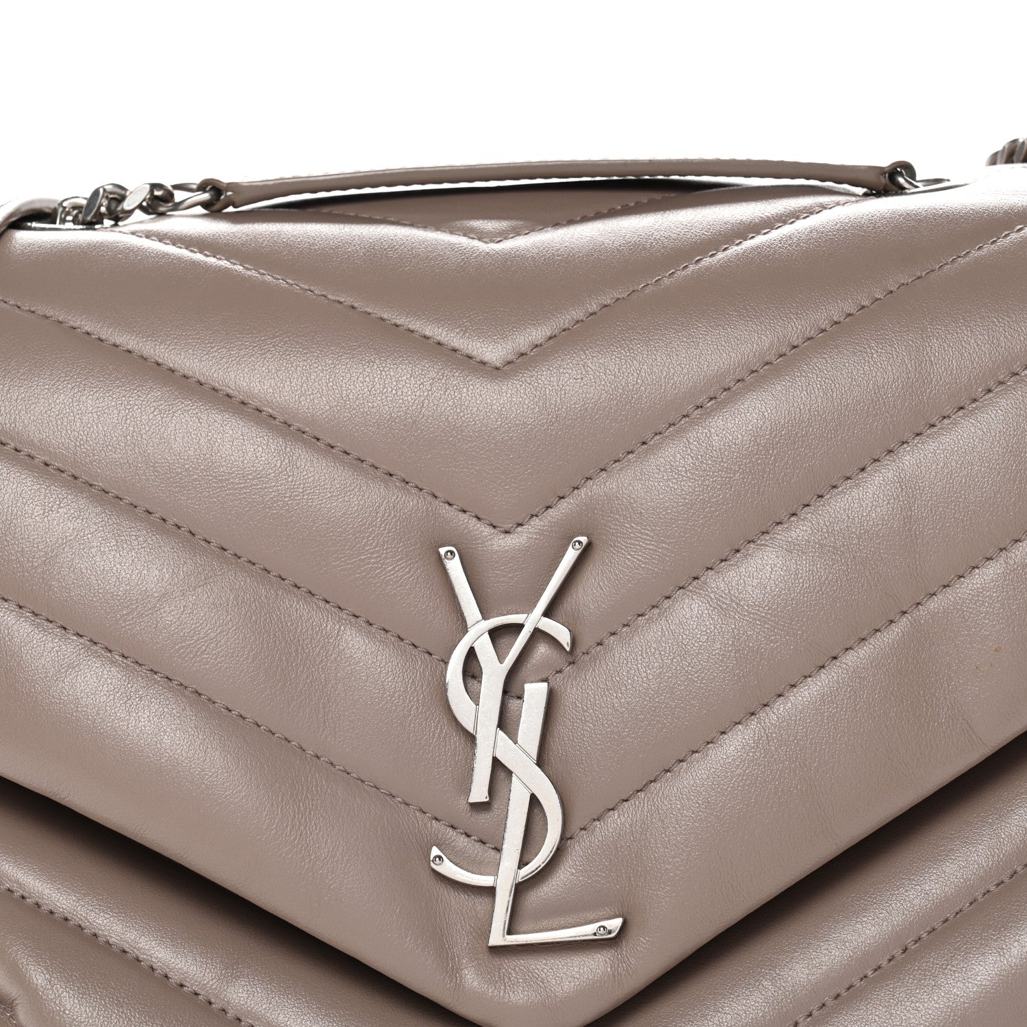 Saint Laurent Calfskin Y Quilted Monogram Medium Loulou Chain Satchel Mink 8 of 12