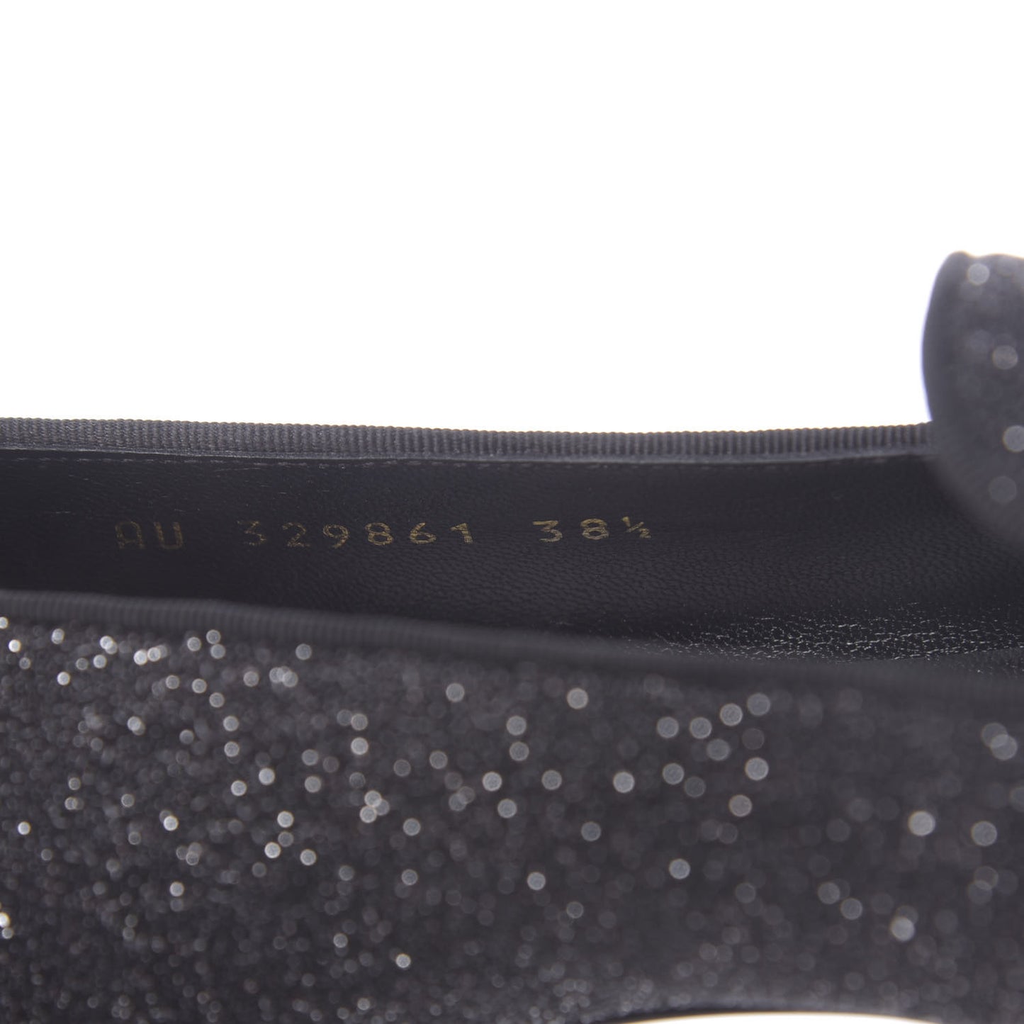 Metallic Calfskin Smoking Slipper Flat Loafers 38.5 Black Glitter