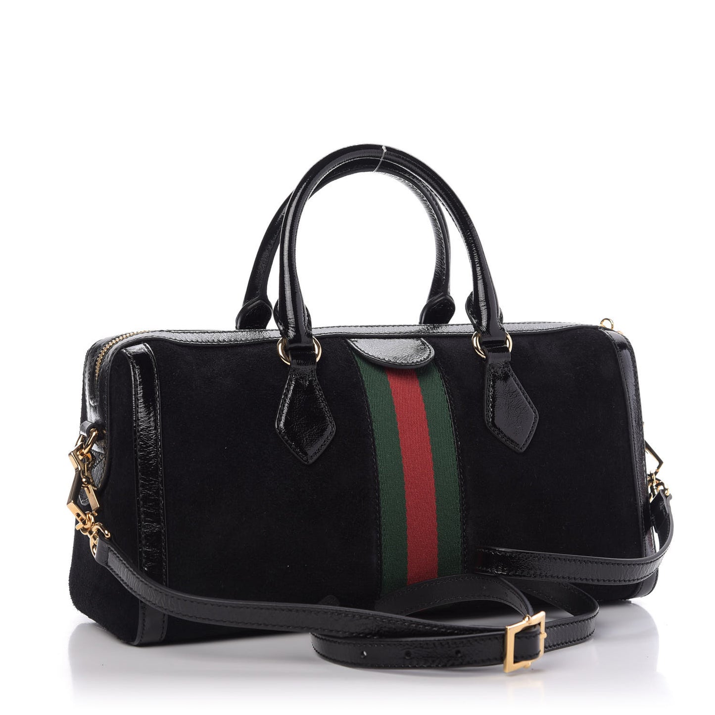 Suede Patent GG Web Medium Ophidia Boston Black